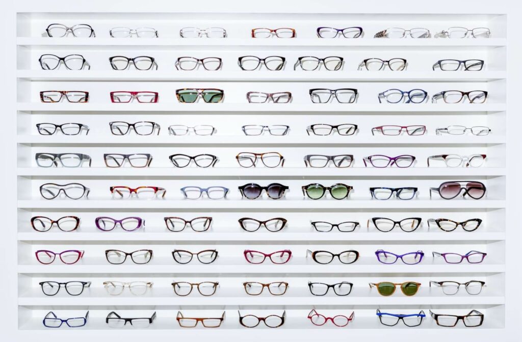 A collection of various trending eyeglasses on display